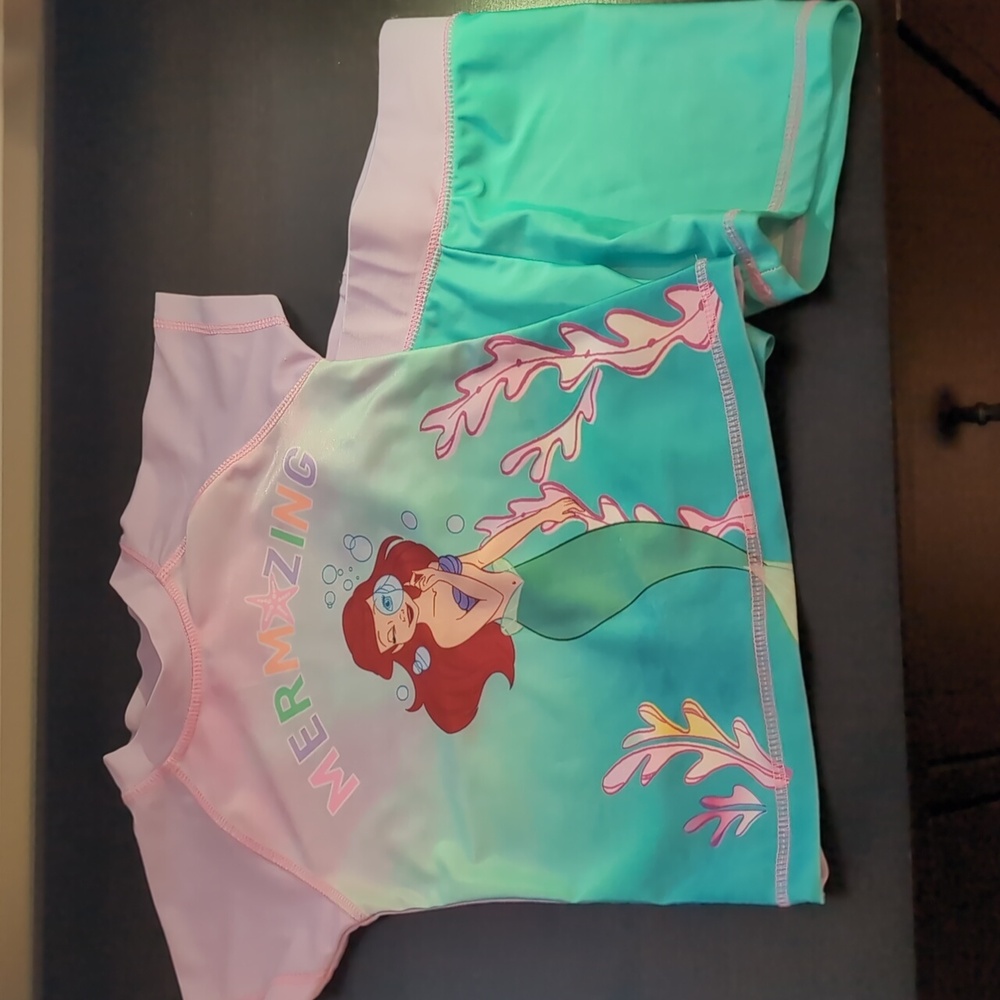 Size 4T Disney The Little Mermaid Rash Guard Swim Set